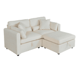 Beige Chenille 3-Seat Sofa With Hardware Feet - Omega Lifestyles