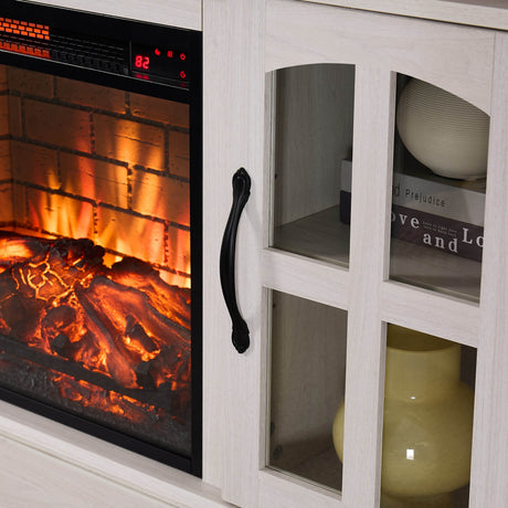58-Inch Jasmine White Electric Fireplace TV Stand - Sleep Galleria