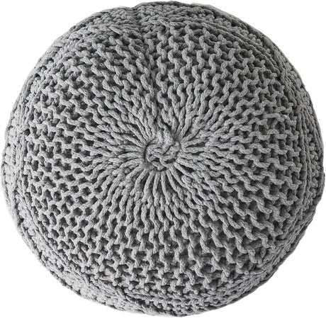 Modern Grey Cotton Knit Weave Pouf 20 Inch - Omega Lifestyles