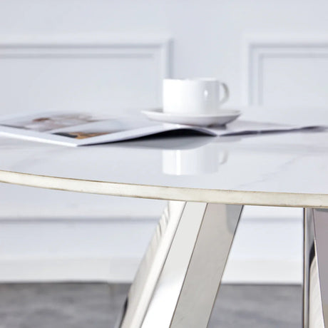 42-Inch Round Sintered Stone Dining Table With Chairs - Omega Lifestyles