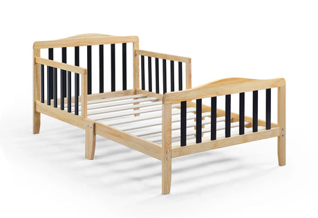 Solid Wood Two-Tone Twain Toddler Bed With Safety Rails - Omega Lifestyles