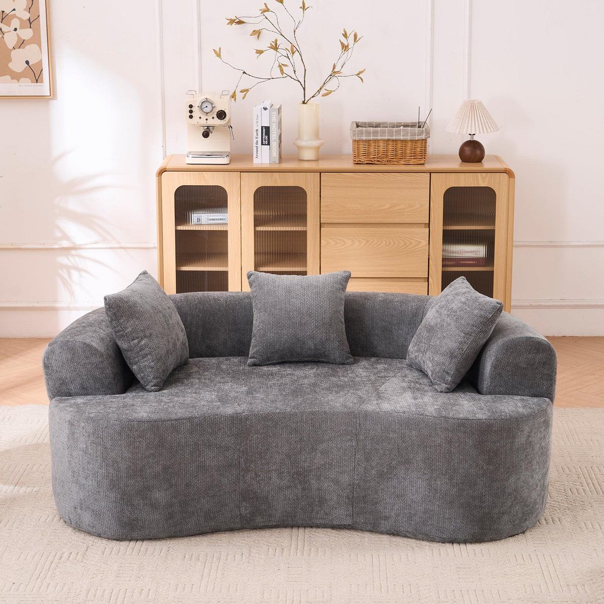 Gray Crescent Modular Foam Spring Three-Seater Sofa - Omega Lifestyles
