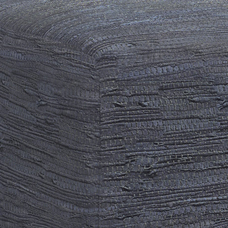 Dark Blue Genuine Buffalo Leather Square Pouf Seat - Omega Lifestyles