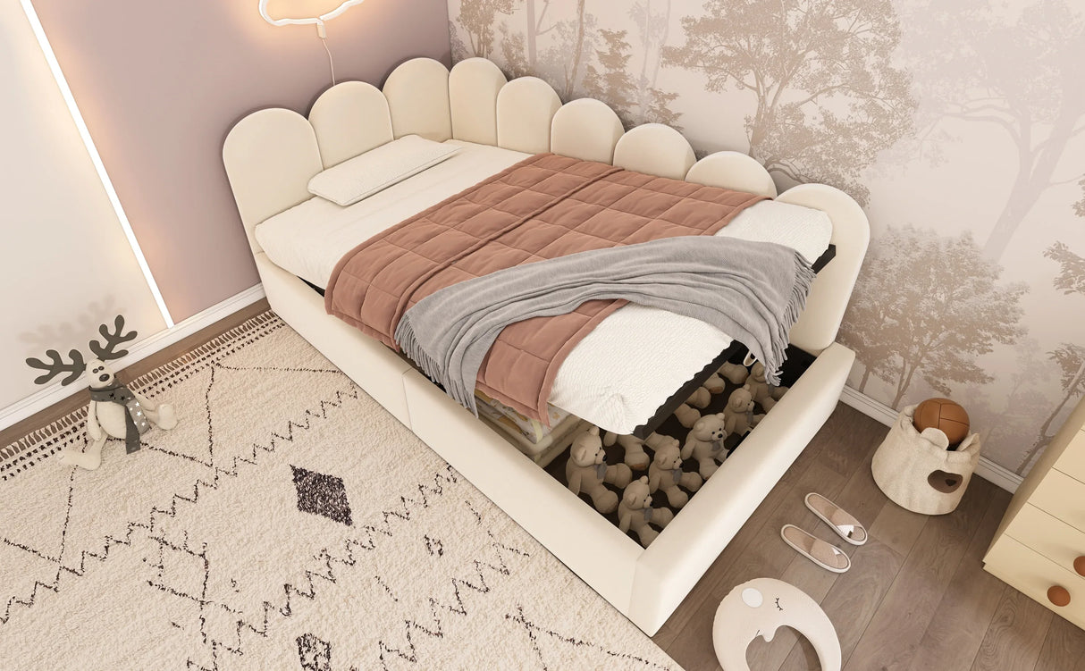 Twin Velvet Upholstered Daybed With Hydraulic Storage - Omega Lifestyles