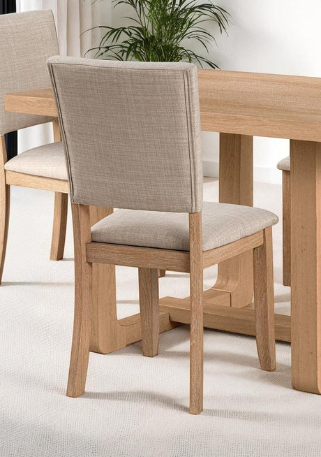 Transitional Natural Upholstered Rubberwood Dining Side Chair Set - Omega Lifestyles