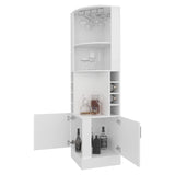 Modern White Corner Bar Cabinet With Wine Storage Rack - Omega Lifestyles