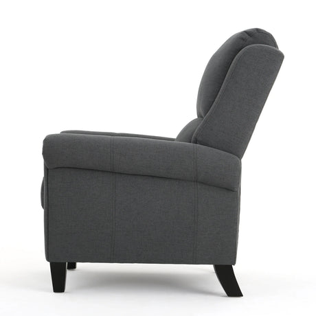 Charcoal Fabric Push Rack Recliner With Rubberwood Legs - Omega Lifestyles