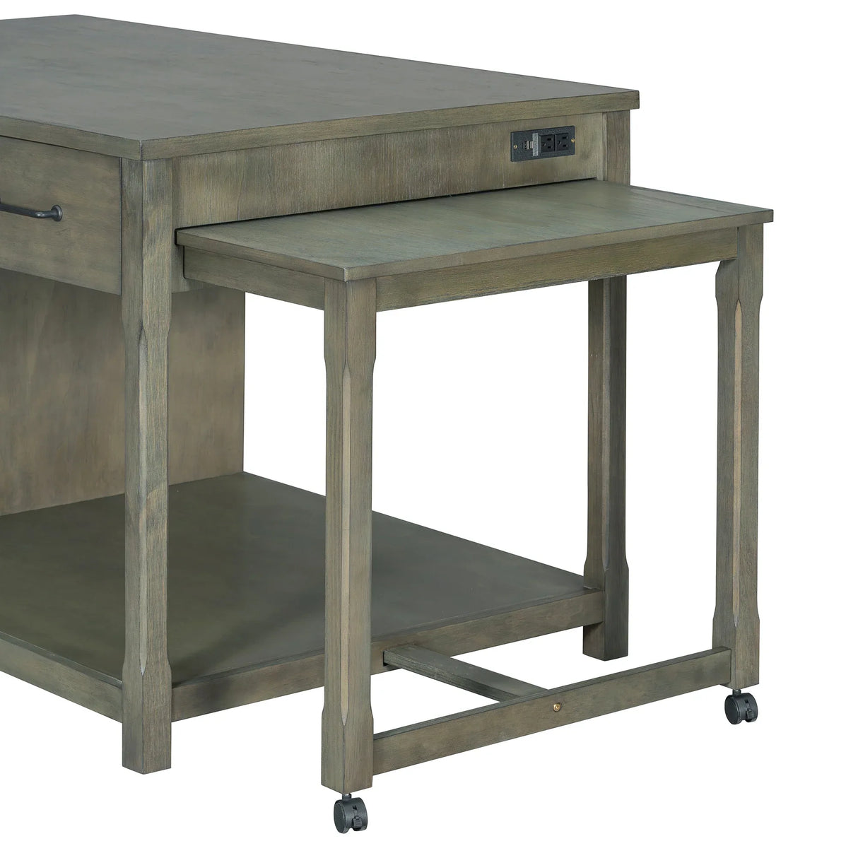 Expandable Retro Kitchen Island With Built-In Power Outlets - Omega Lifestyles