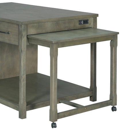 Expandable Retro Kitchen Island With Built-In Power Outlets - Omega Lifestyles