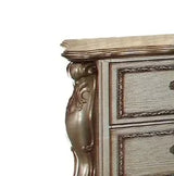Gold Patina Synthetic Wood Nightstand With Storage Drawers - Omega Lifestyles