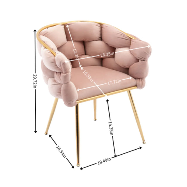 Pink Velvet Gold-Plated Metal Accent Chair - Omega Lifestyles