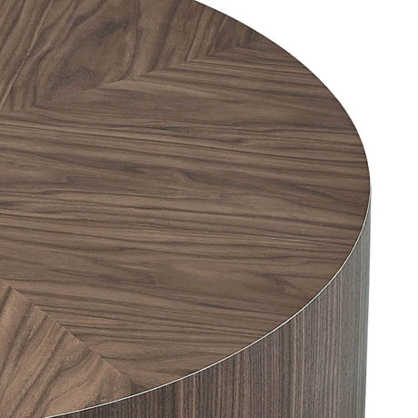 Modern Round Walnut MDF Pedestal Coffee Table 35 Inch - Sleep Galleria