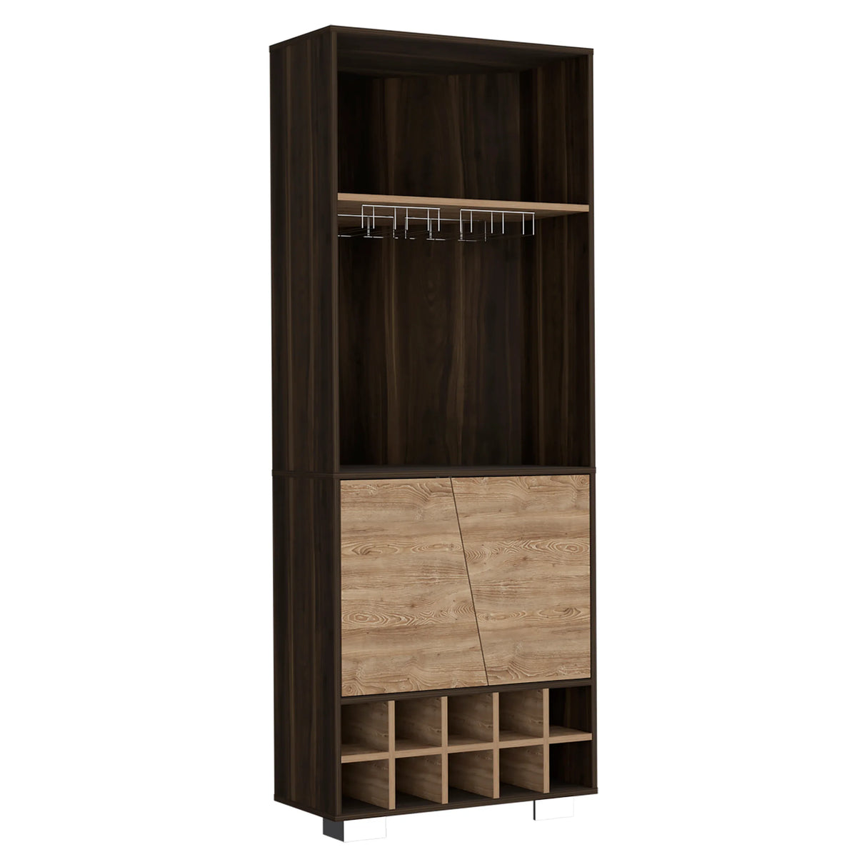 Modern Corner Bar Cabinet With Ten Built-In Wine Rack - Omega Lifestyles