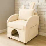 Beige Bunny-Ear Pet Furniture Chair With Hideaway - Omega Lifestyles