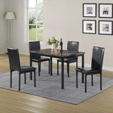 5-Piece Metal Frame Dining Set With Faux Marble Top - Omega Lifestyles