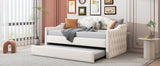 Twin Velvet Tufted Upholstered Daybed With Trundle And USB Charging - Omega Lifestyles