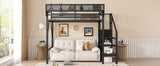 Twin Metal Loft Bed With Stairs Storage Shelves - Omega Lifestyles