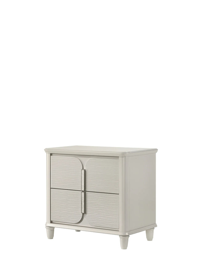 White Acrylic Two-Drawer Nightstand With Smooth Glide Storage - Omega Lifestyles