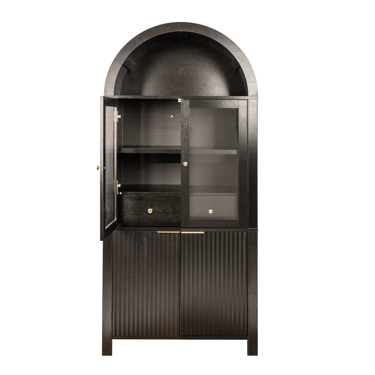 Modern Fluted Tall Arched Adjustable Shelf Pantry Cabinet - Omega Lifestyles