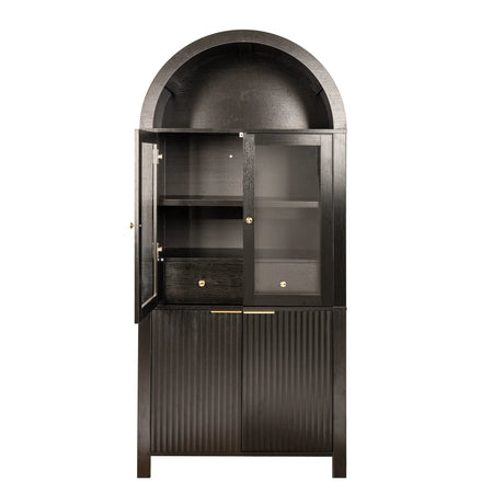 Modern Fluted Tall Arched Adjustable Shelf Pantry Cabinet - Omega Lifestyles