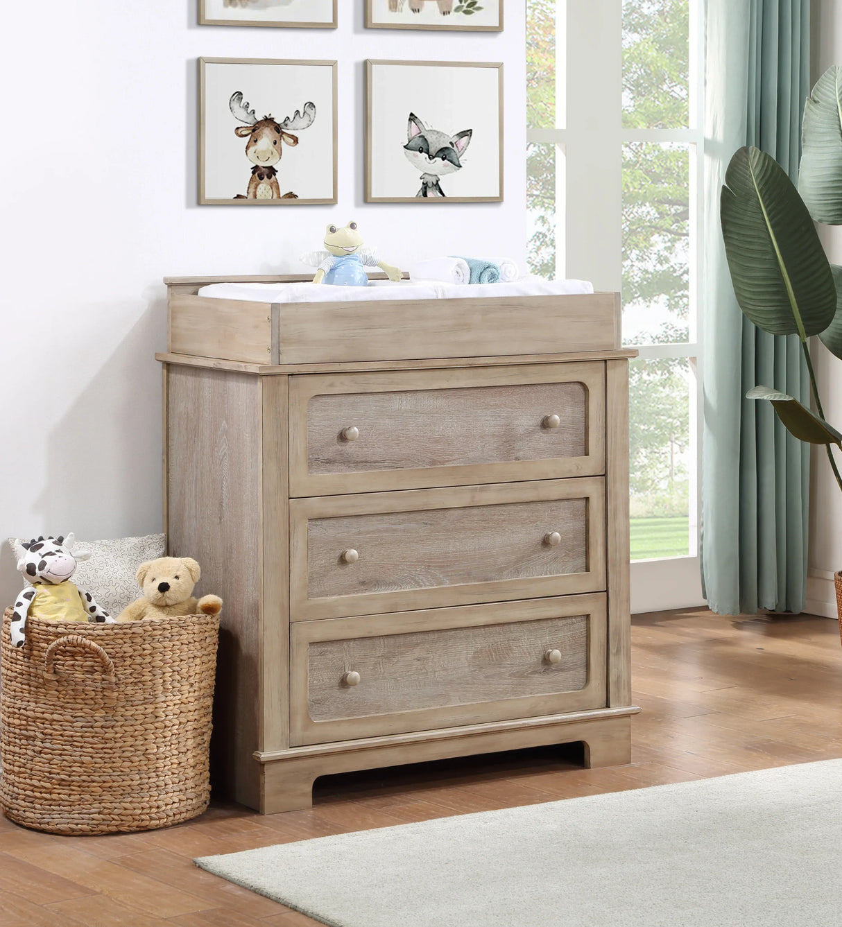 Rustic Green Solid Wood 3 Drawer Dresser - Omega Lifestyles