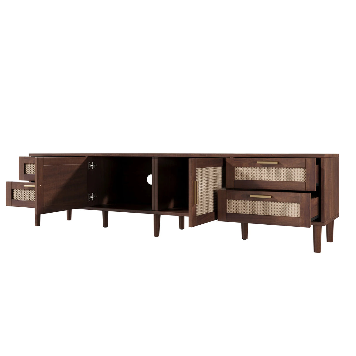 Modern 78-Inch Solid Wood Media Console TV Stand - Omega Lifestyles