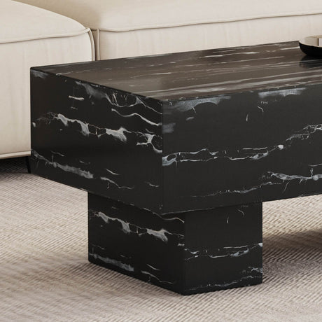 Modern Black Patterned MDF Rectangular Coffee Table - Omega Lifestyles