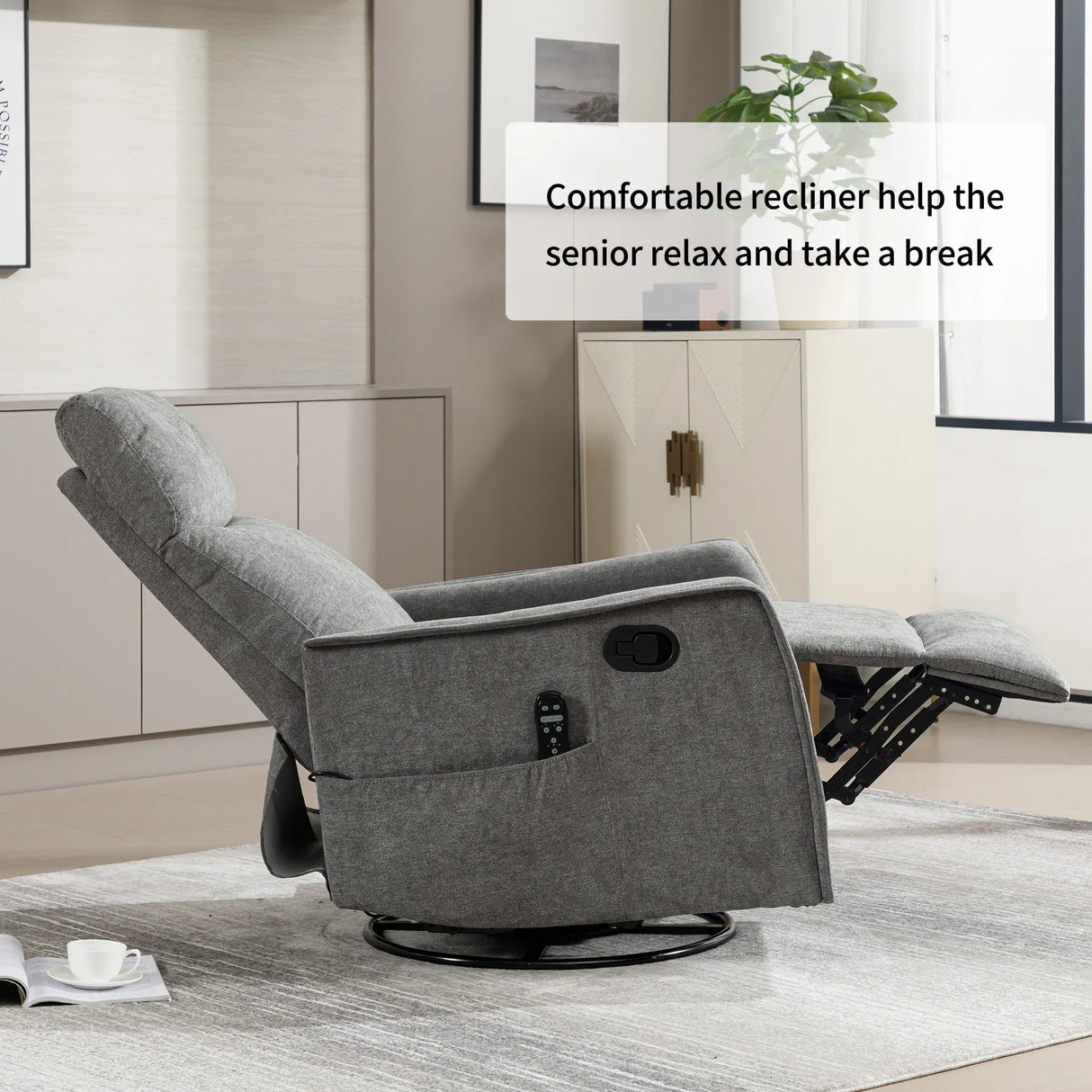 Heat Massage Recliner Chair With Swivel Rocker And Lumbar Heat - Omega Lifestyles