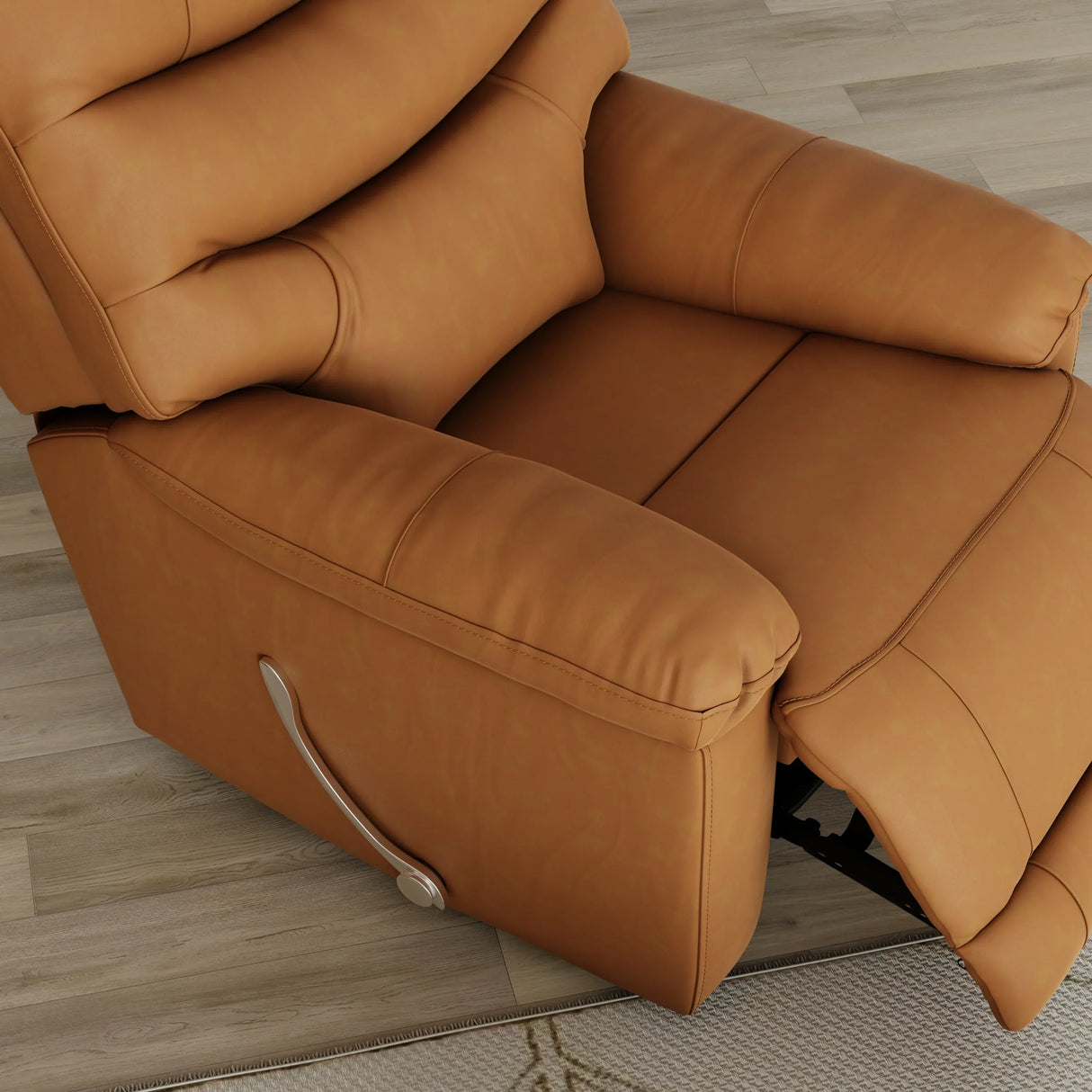 Swivel Glider Recliner With Manual Footrest Brown Leather - Omega Lifestyles