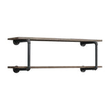 Brantley Oak Metal Synthetic Wood Wall Rack - Omega Lifestyles