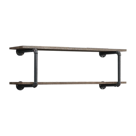 Brantley Oak Metal Synthetic Wood Wall Rack - Omega Lifestyles
