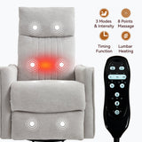 Light Gray Medium-Firm Manual Heat Massage Recliner Chair - Omega Lifestyles