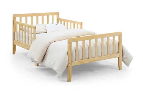 Solid Wood Natural Toddler Bed With Safety Rails - Omega Lifestyles