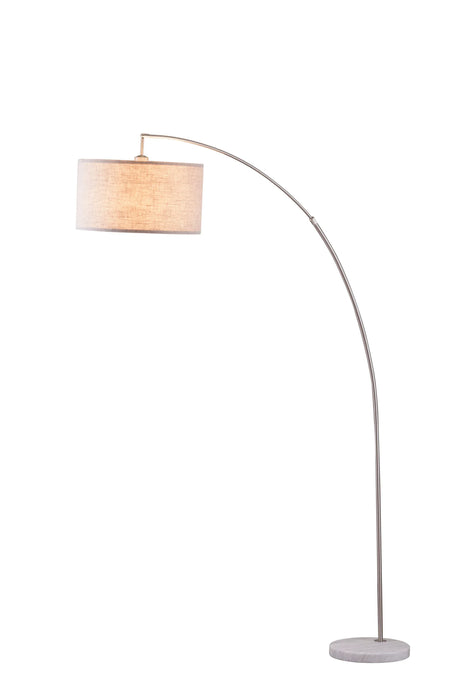 Brushed Nickel Metal Arch Floor Lamp With Fabric Shade - Omega Lifestyles