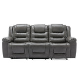 Grey Manual PU Upholstered Home Theater Recliner Chair Set - Omega Lifestyles
