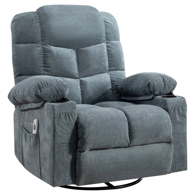 Oversized Soft Linen Massage Recliner Chair With Heating - Omega Lifestyles
