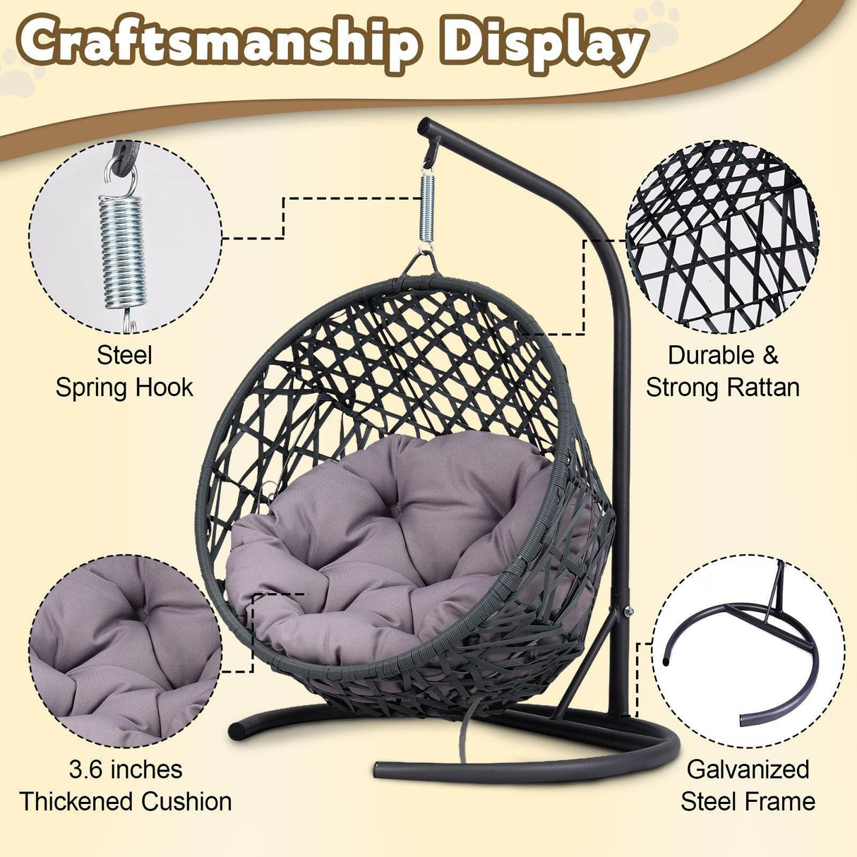 Indoor Hanging Cat Hammock Bed With Stand And Cushion - Sleep Galleria