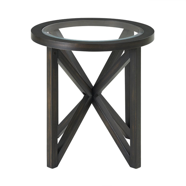 Modern Round Tempered Glass Wood Base Coffee Table - Omega Lifestyles
