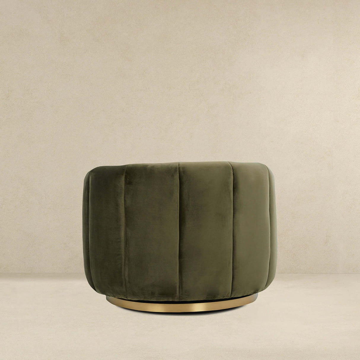 Green Velvet Gold-Plated Metal Swivel Accent Chair - Omega Lifestyles