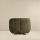 Green Velvet Gold-Plated Metal Swivel Accent Chair - Omega Lifestyles