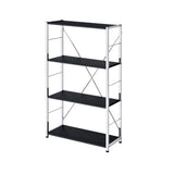 Contemporary Black Chrome Metal 4-Tier Bookshelf - Omega Lifestyles