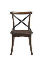 Set Of 2 Dark Oak Industrial Metal Frame Side Chairs - Omega Lifestyles