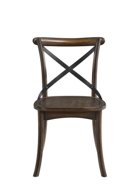 Set Of 2 Dark Oak Industrial Metal Frame Side Chairs - Omega Lifestyles