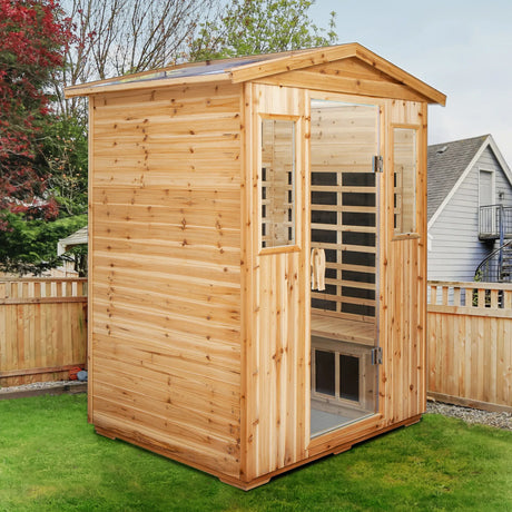 Four Person Old Fir Far-Infrared Outdoor Sauna Room - Omega Lifestyles