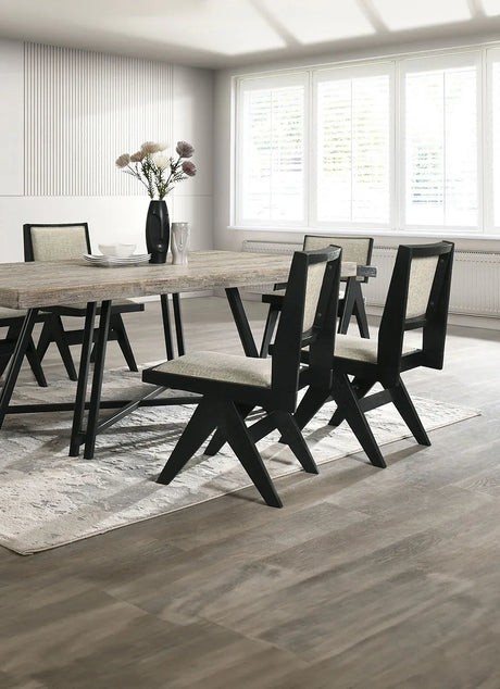 Contemporary 7-Piece Black Rubberwood Dining Set - Omega Lifestyles