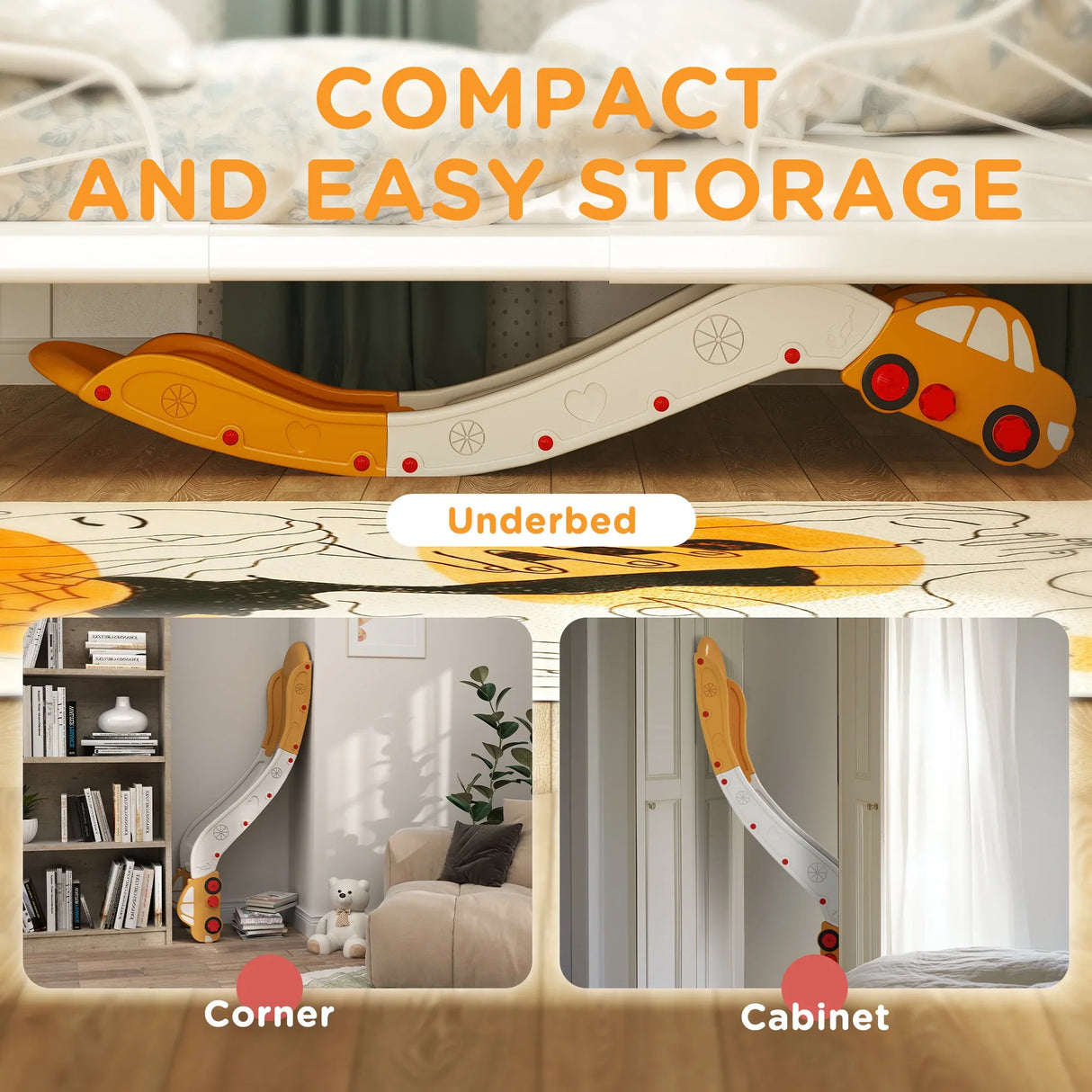 Indoor Yellow Toddler Slide With Safety Buffer Design - Omega Lifestyles