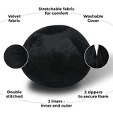 Minky Velvet Plush Foam Filled Bean Bag Chair - Omega Lifestyles