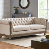 Soft Plush Upholstered 3-Seat Retro Style Sofa - Omega Lifestyles