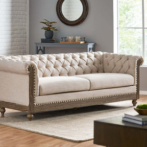 Soft Plush Upholstered 3-Seat Retro Style Sofa - Omega Lifestyles