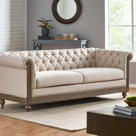 Soft Plush Upholstered 3-Seat Retro Style Sofa - Omega Lifestyles